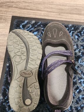 Chaco Women's Gray & Purple Strappy Mary Jane Sandals